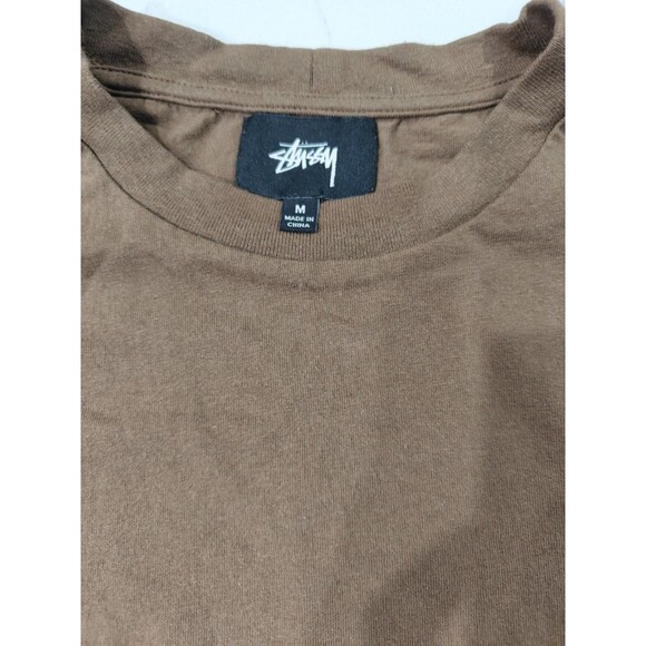 Stussy Top Form Pocket Design Tee Shirt Mens Medium Brown Black Long Sleeve - Picture 4 of 9